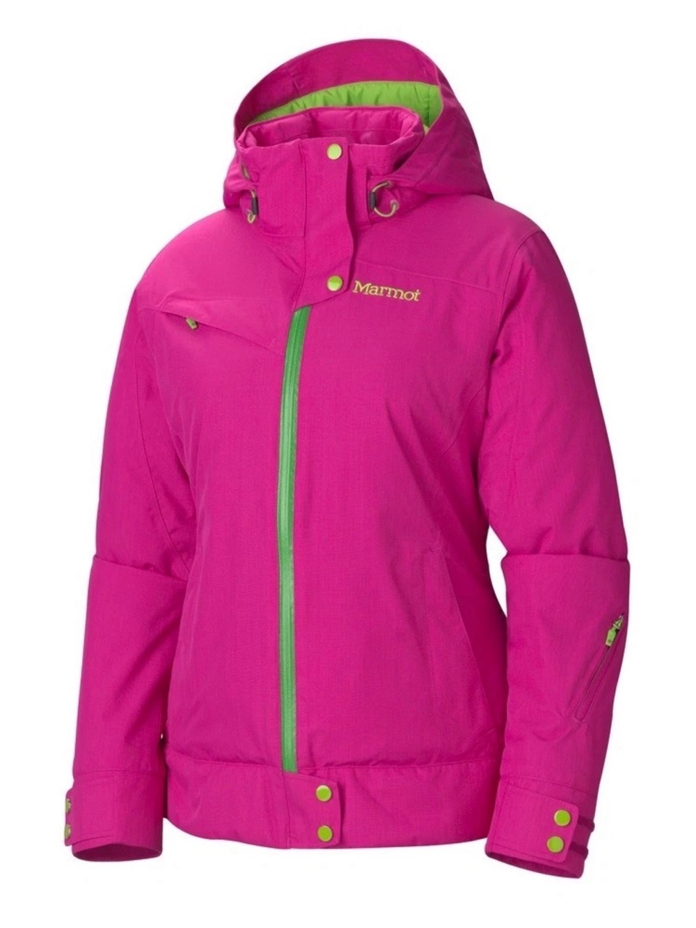 Marmot Kids' Bright Pink Hooded Puffer with Lime Accents